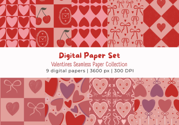 9 Sweet Valentine Digital Paper Set