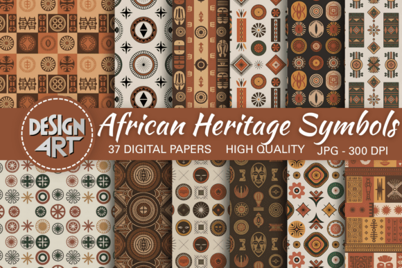 African Heritage Symbols Digital Paper