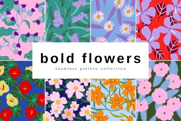 Bold Flowers. Seamless Pattern Set: A Versatile Design Resource for Modern Creators