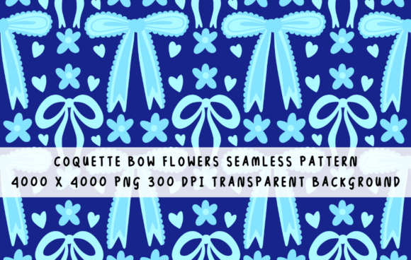 Coquette Bow Flowers Seamless Pattern