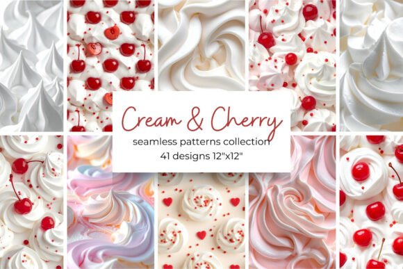 Cream and Cherry Digital Paper Bundle: A Romantic Addition to Your Creative Workflow