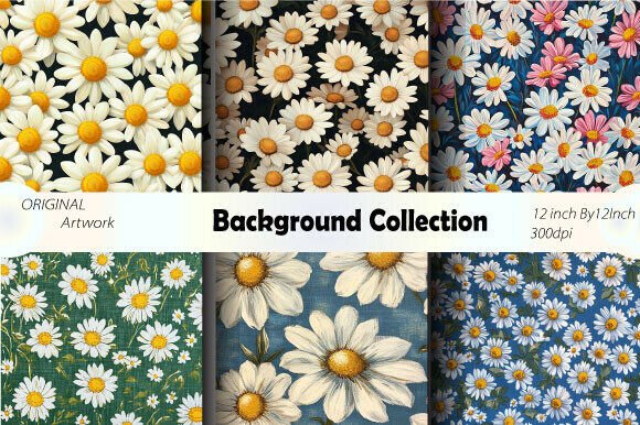 Daisy Flower Seamless Spring Pattern and Digital Art Collection – A Vibrant Source for Creative Projects