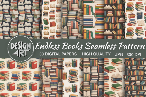 Endless Books Seamless Pattern Art: A Creative Resource for Literary Enthusiasts