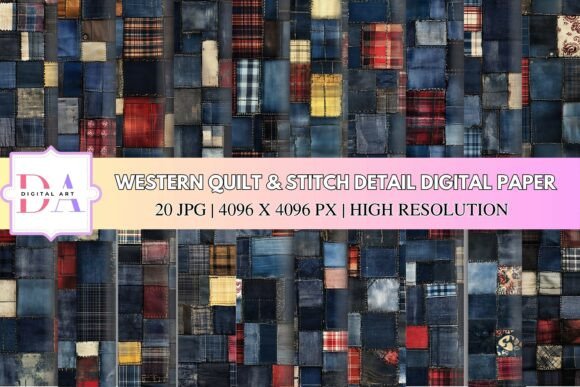 Enhance Your Designs with Western Quilt Stitch Detail Digital Paper