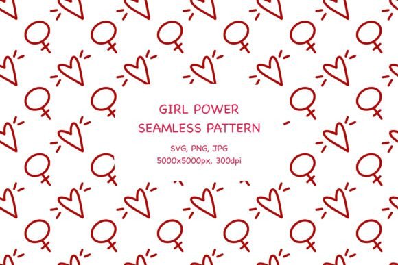 Girl Power Feminist Seamless Pattern SVG