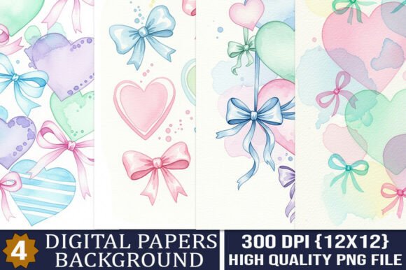 Hearts Bows Seamless Pattern Bundle
