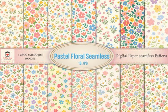 Pastel Floral Seamless Digital Paper Bun for Creative Workflows
