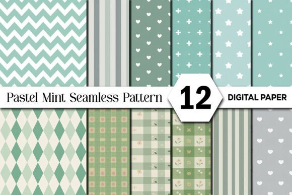 Pastel Mint Seamless Pattern Bundle: A Versatile Design Resource