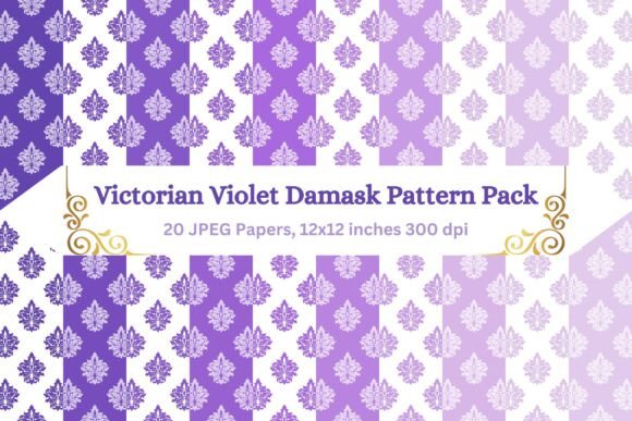 Victorian Violet Damask Pattern Pack