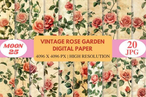 Vintage Rose Garden Digital Paper