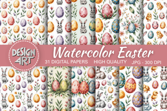 Watercolor Easter Digital Paper: A Creative Resource for Seasonal Design