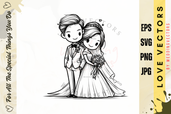 Wedding Couple and Love Vectors - C2221: A Timeless Collection of Vintage Wedding Floral Patterns